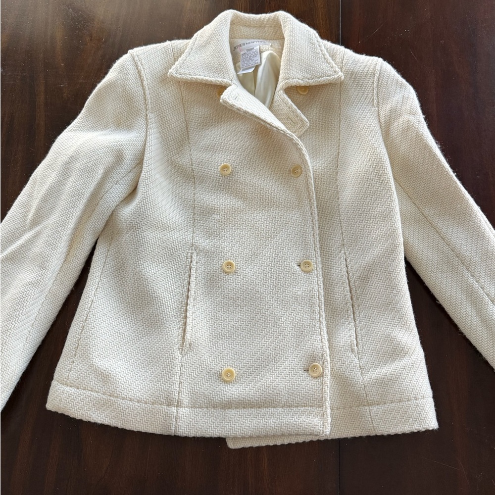 Jones New York Textured Off-White Pea Coat
